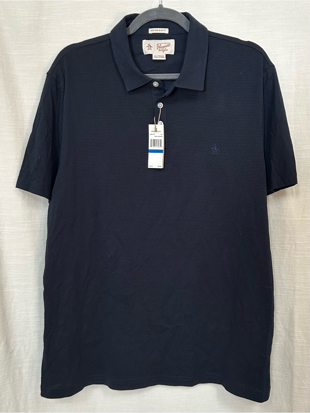 Original Penguin NWT Men's Dark Navy Pique Polo Shirt with Subtle Logo
